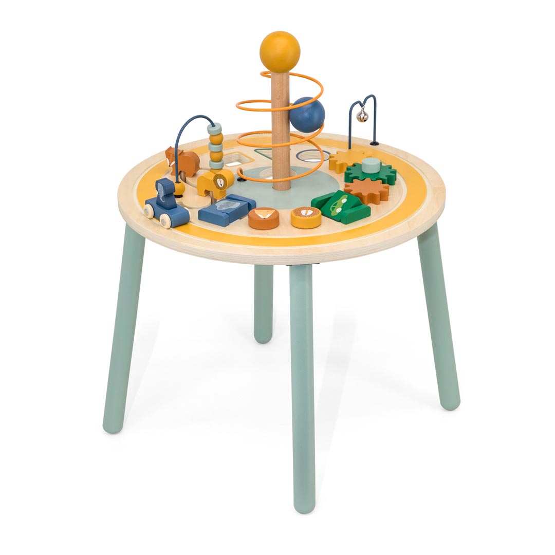 Mesa de actividades con animales de madera 
